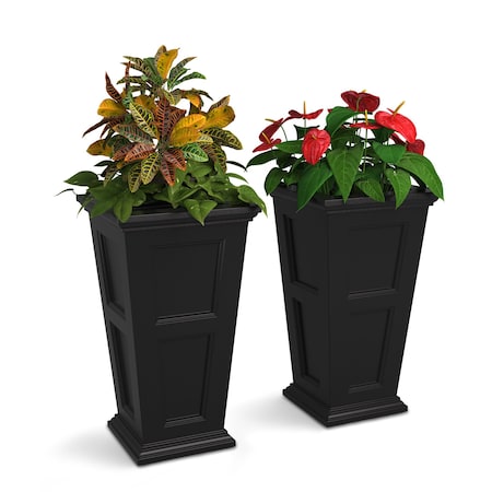 Mayne Fairfield 28in Tall Planter - Black 2-Pack 7847-B